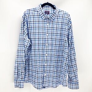 UNTUCKit mezzacorono blue on blue plaid button down semi casual career ware